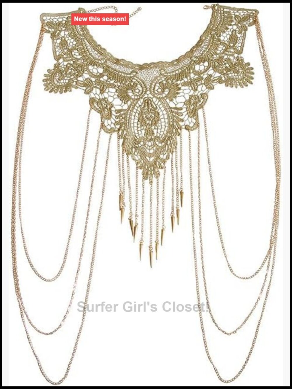 Gold Fine Chain Flower Lace Bikini Body Chain Necklace Jewelry for Women